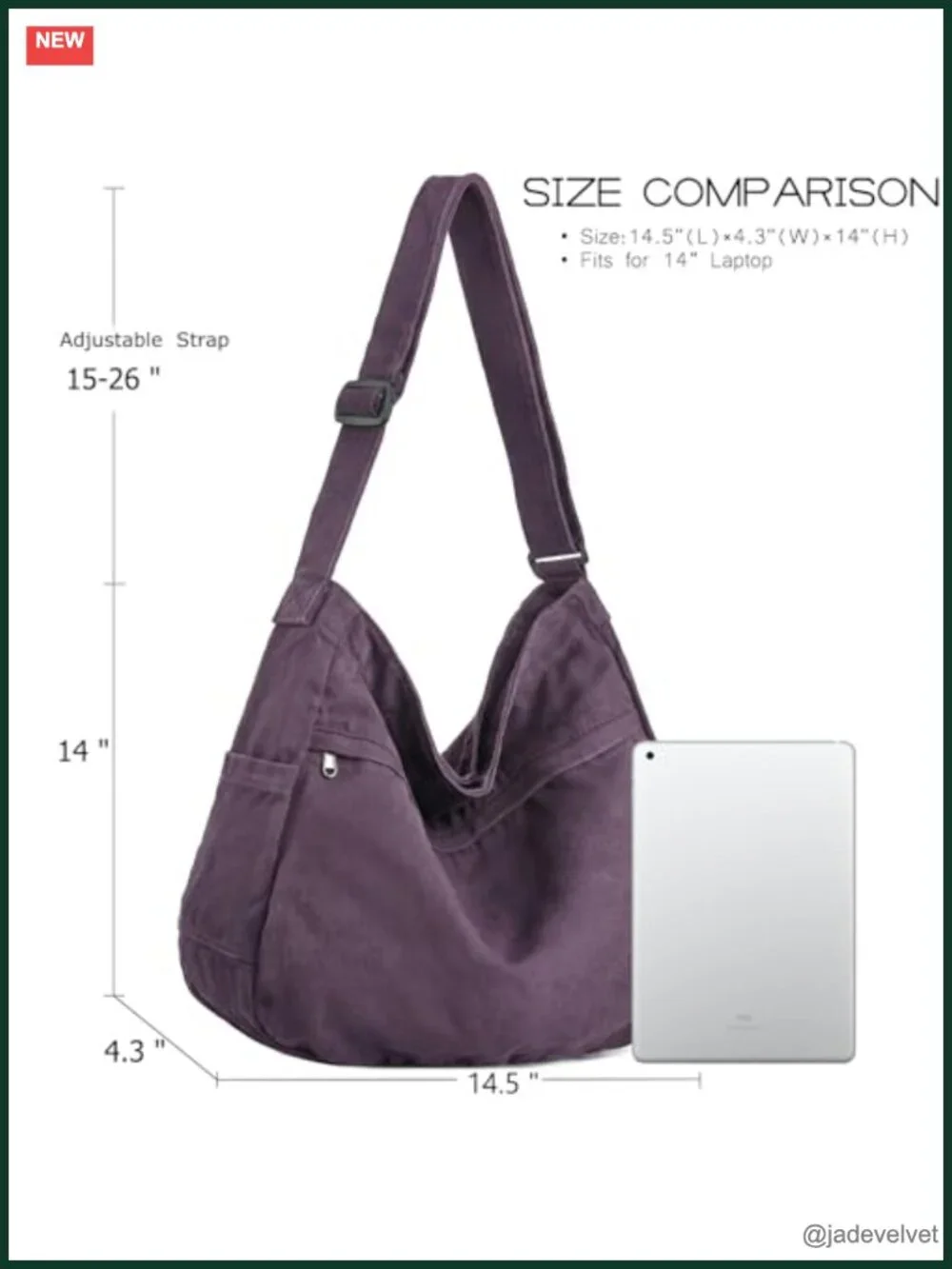 Large Canvas Hobo Crossbody Shoulder Tote Bag for Women, Messenger Purse Travel